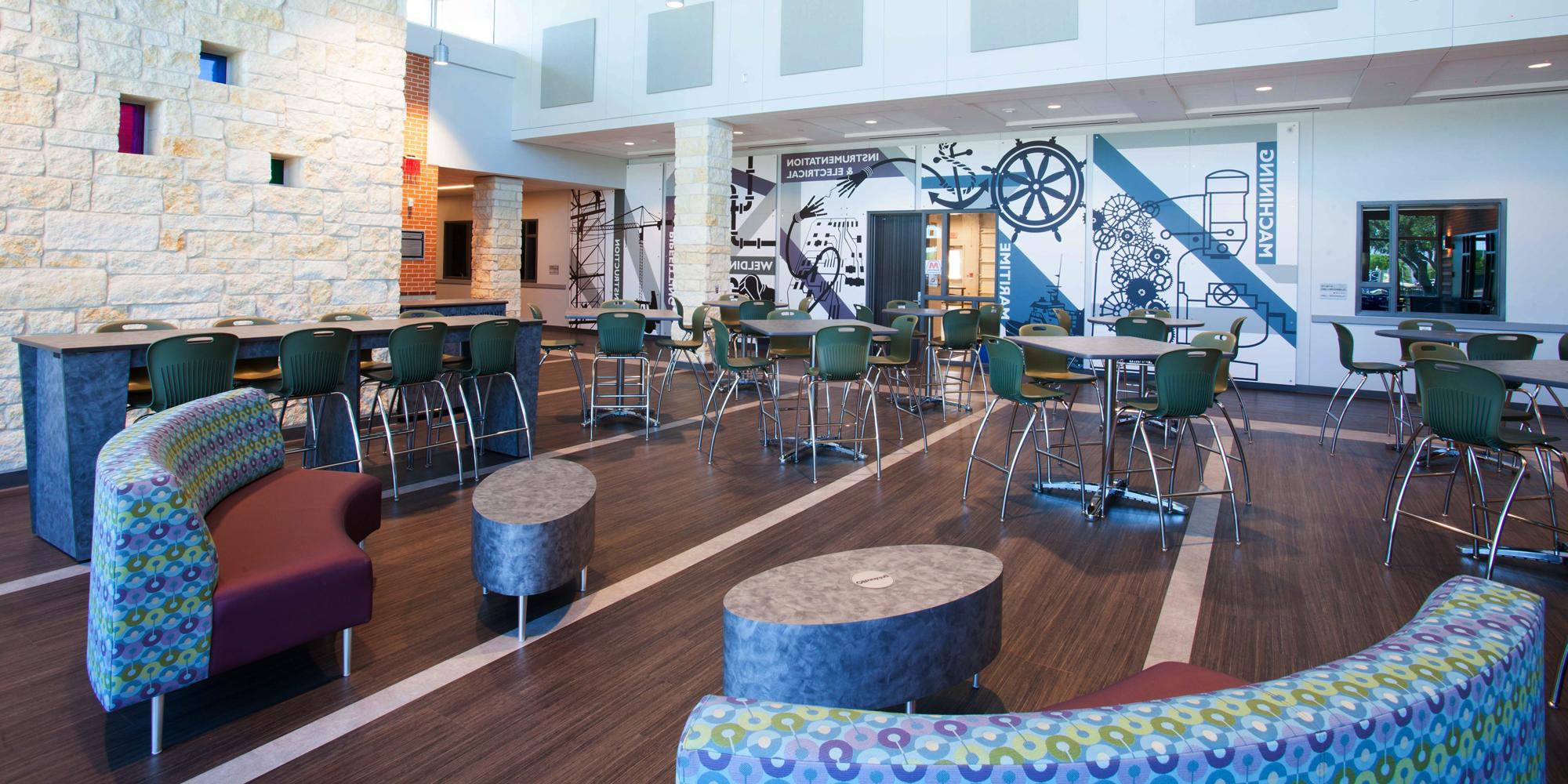 Seating area inside Industrial Trades Center